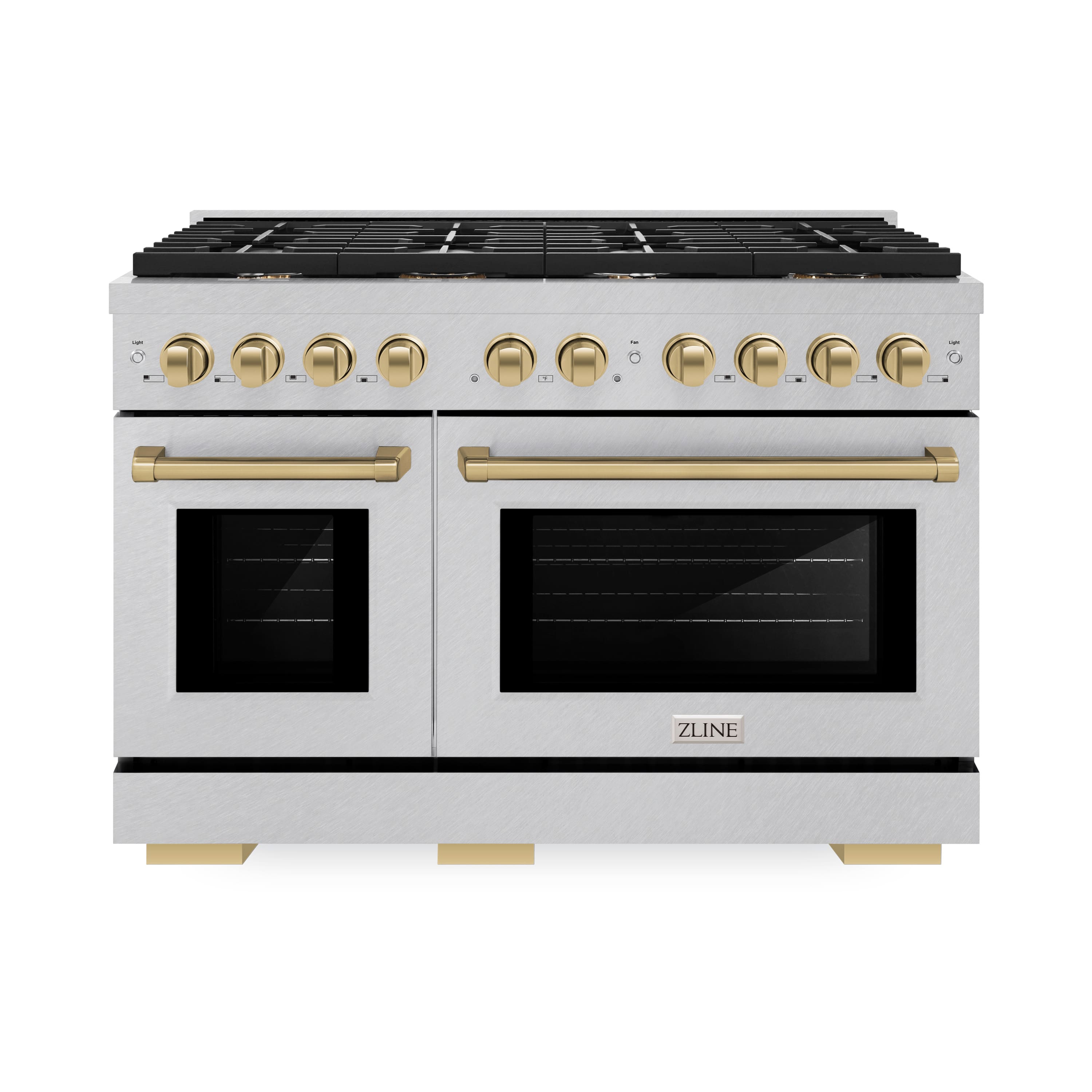 ZLINE - Autograph 48 in. Paramount Dual Fuel Satin Steel Range w/ 8 Burners & Bronze Accents (SDRSZ-48-CB) - Stainless Steel - Front_Zoom
