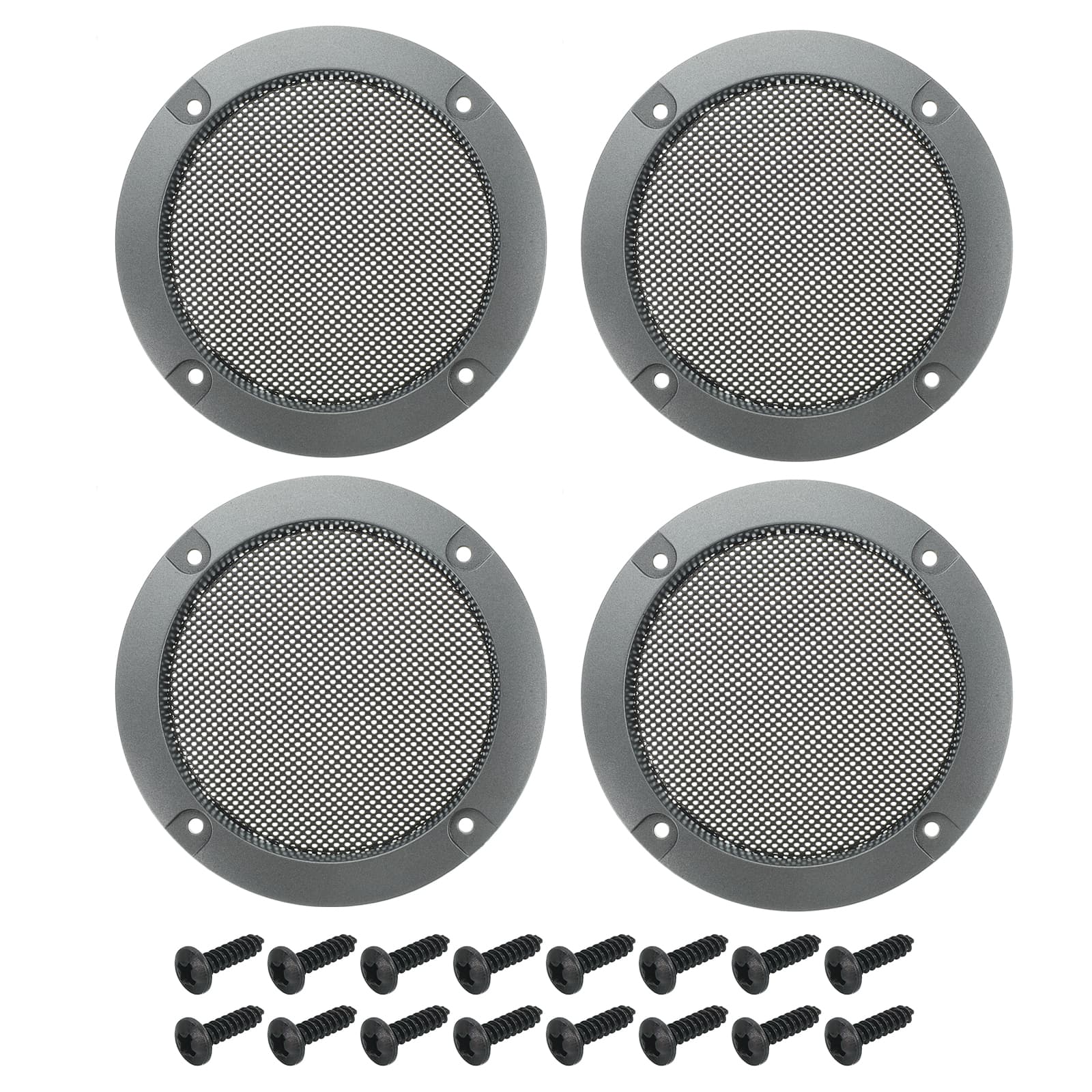 Unique Bargains - 4pcs Speaker Grill Mesh Metal Woofer Guard Protector ABS Frame with Screws for Home Audio Car Speaker - Black Iron Gray