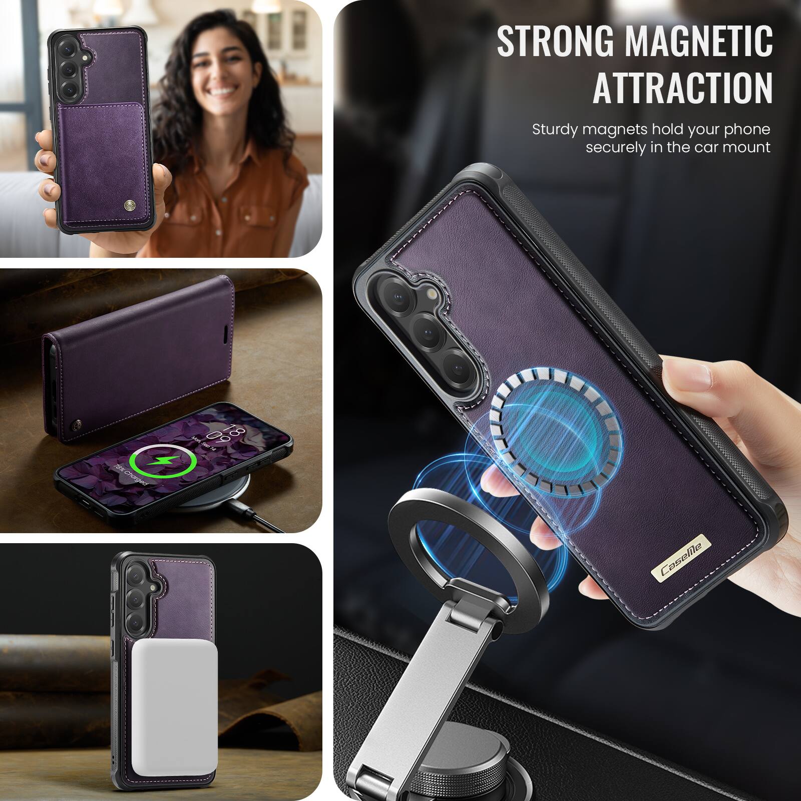 STRONG MAGNETIC ATTRACTION  
Sturdy magnets hold your phone securely in the car mount  

70% Charged  
- 09 18 Sourida 40  
Caselle