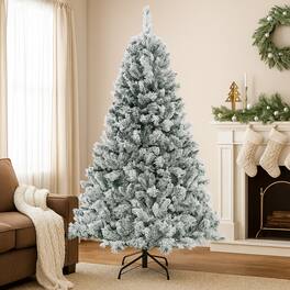 BreeBe - Holiday Ready 6/7/8 FT Artificial Christmas Tree with Fast Shaping Branches - White
