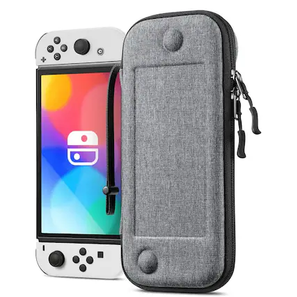 Front. Kitcheniva - Hard Shell Travel Case For Nintendo Switch OLED 2021 And Switch 2017 Gray - Gray.