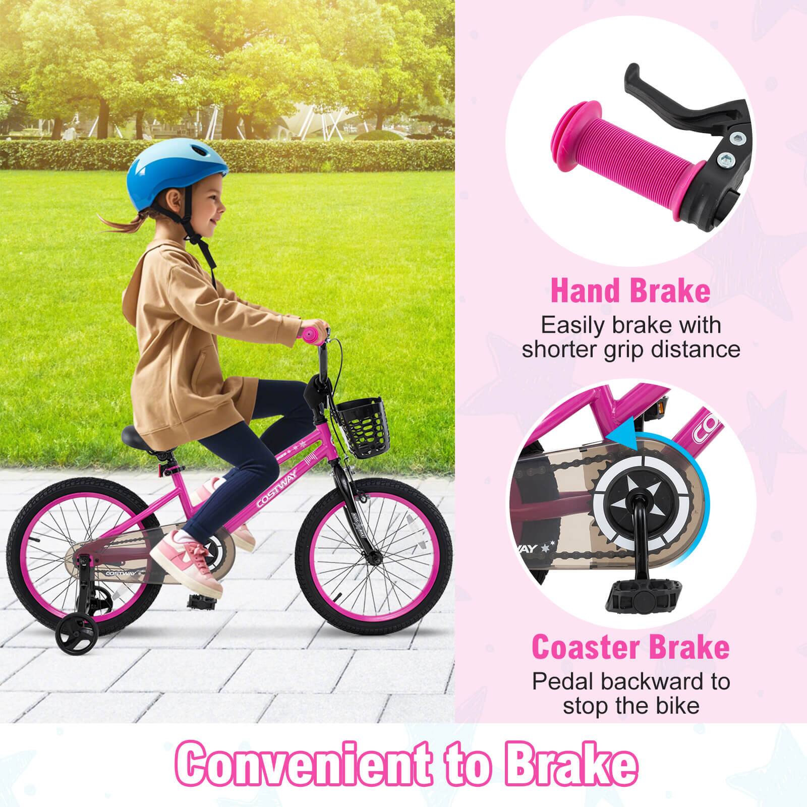 Hand Brake  
Easily brake with shorter grip distance  

Coaster Brake  
Pedal backward to stop the bike  

Convenient to Brake