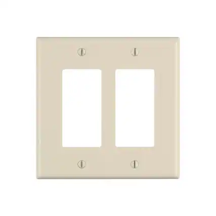 Front. Leviton - Leviton Decora Light Almond 2 gang Thermoset Plastic Decorator Wall Plate 1 pk - Light Almond.