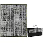 Front. Outsunny - Outdoor Rug Carpet with LED Lights, Carry Bag & Ground Stakes for Backyard, Deck, Picnic, Beach - Dark Gray.