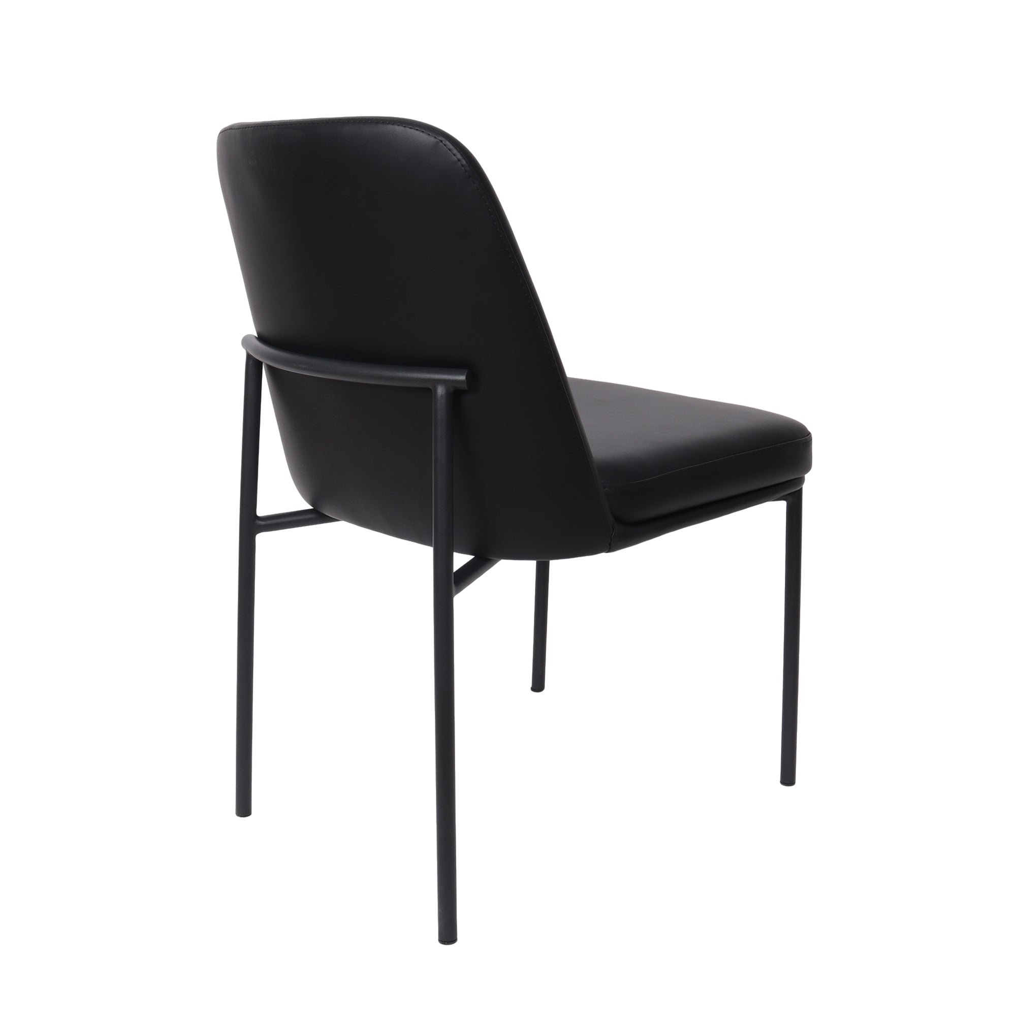 Alt View 4. Manhattan Comfort - Loft Contemporary Metal Vegan Leather Side Chair - Set of 2 - Black.