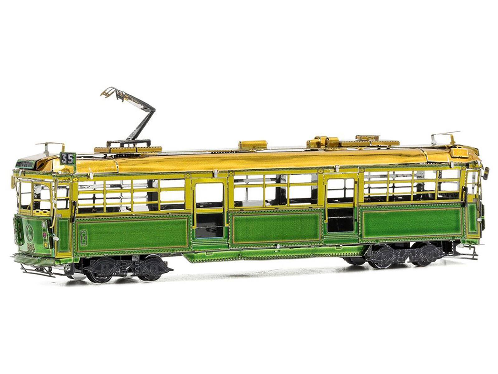 Left. Metal Earth - Model Kit Melbourne W-class Tram Green and Gold (Moderate Difficulty) Steel Model by Metal Earth - Green and Gold.