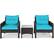 Front. Costway - 3PCS Outdoor Rattan Conversation Set Patio Garden Cushioned Sofa Chair - Turquoise.