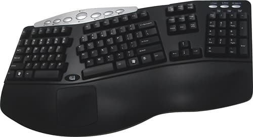 Front. Adesso - Tru-Form Media Contoured Ergonomic Keyboard - Black.