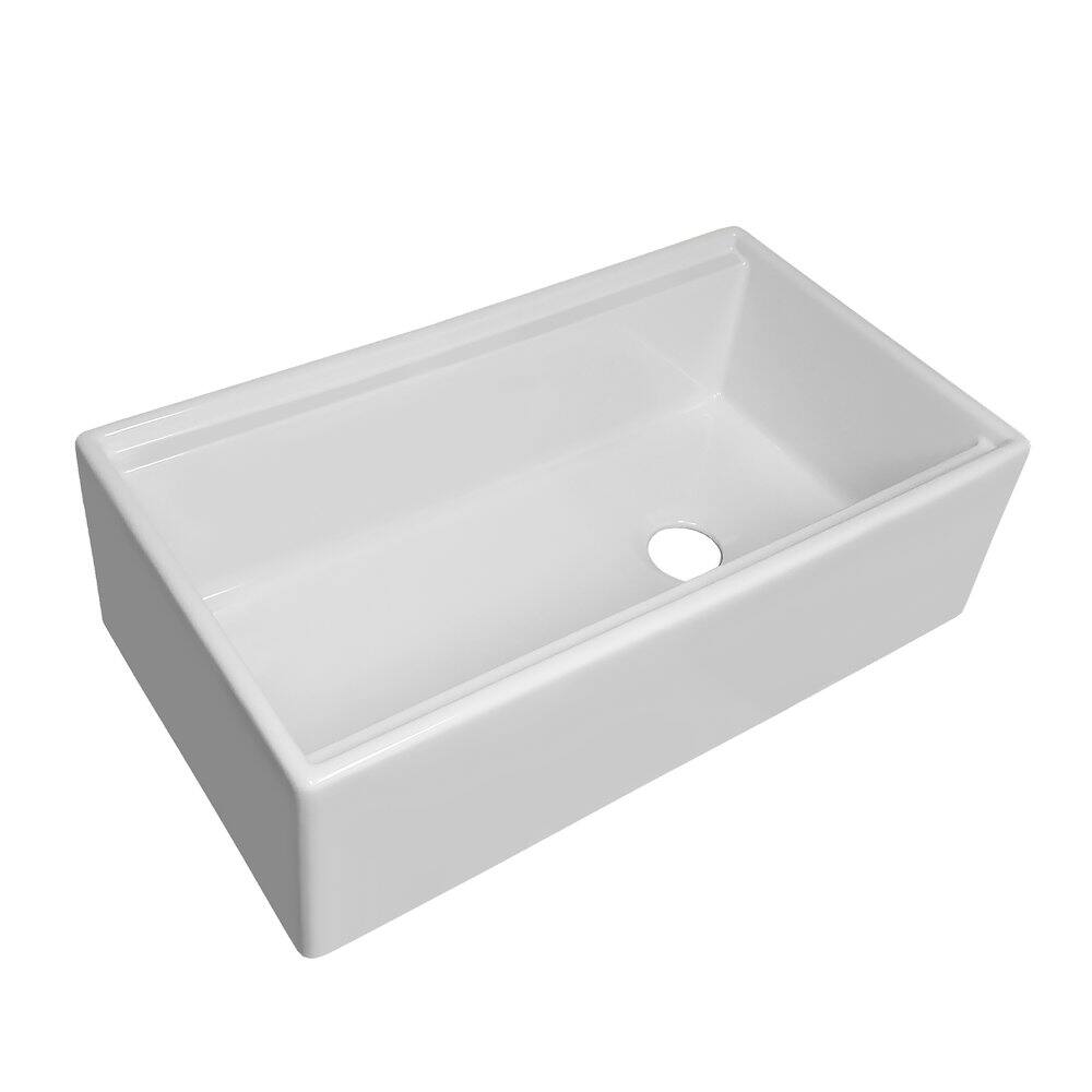 Alt View 1. Whitehaus - Collection 33" Reversible Single Bowl Fireclay Sink Set - White.