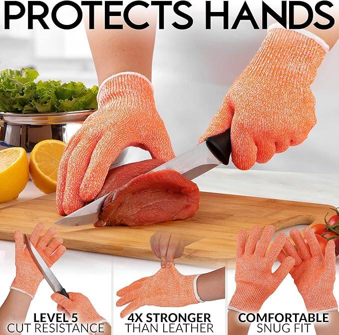 PROTECTS HANDS

LEVEL 5 CUT RESISTANCE

4X STRONGER THAN LEATHER

COMFORTABLE SNUG FIT
