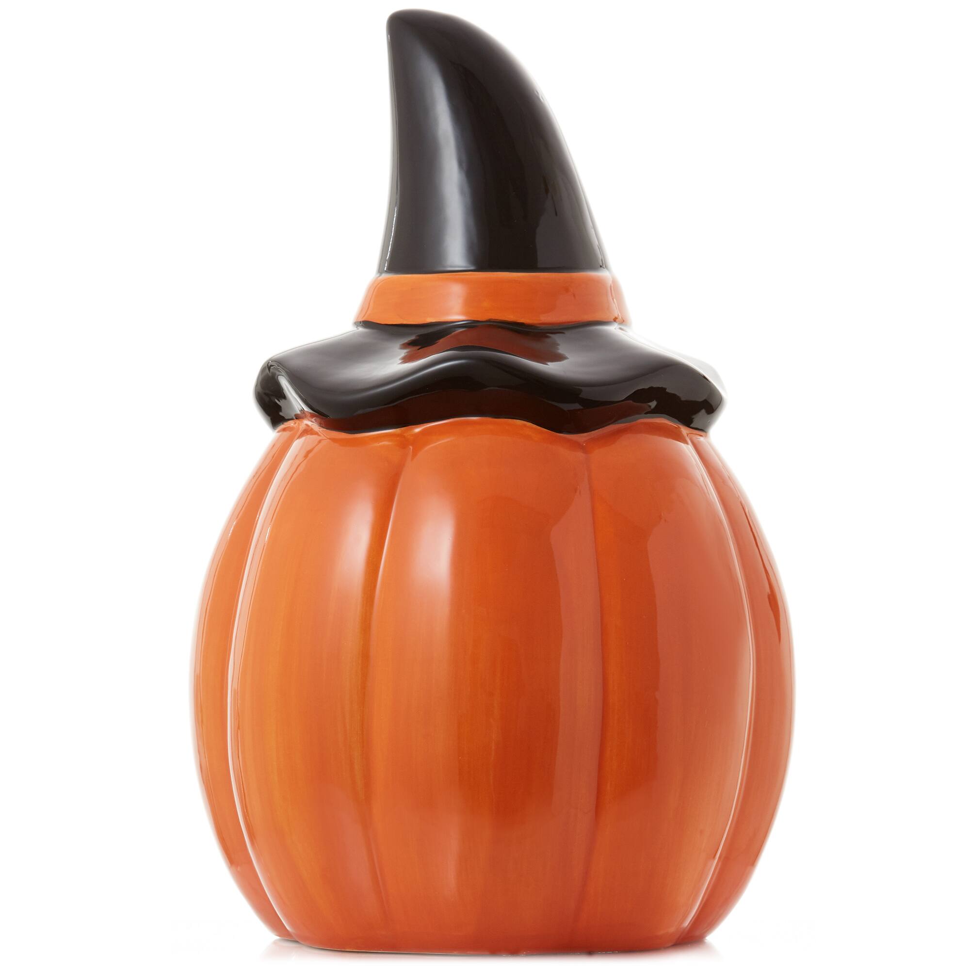 Alt View 1. Casafield - Pre-Lit Ceramic Halloween Hand-Painted Tabletop Indoor Home Decor - Orange Jack-o-Lantern.