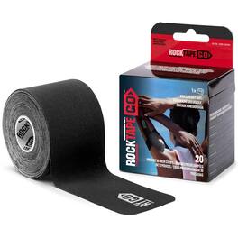 RockTape - Go 20 Pre-Cut 10-Inch Strips Kinesiology Gentle Adhesive - Black