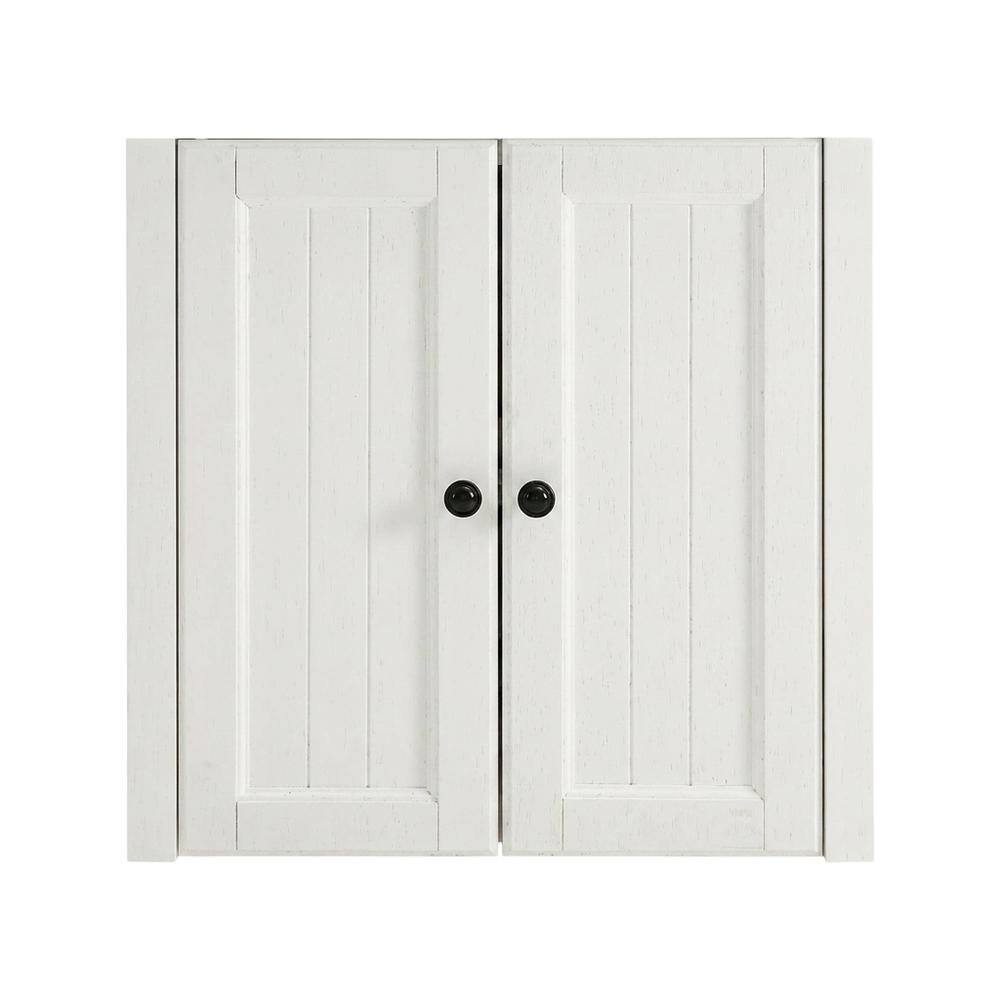 Alt View 2. FurniFact - Distressed White Bathroom Wall Cabinet - Distressed White.