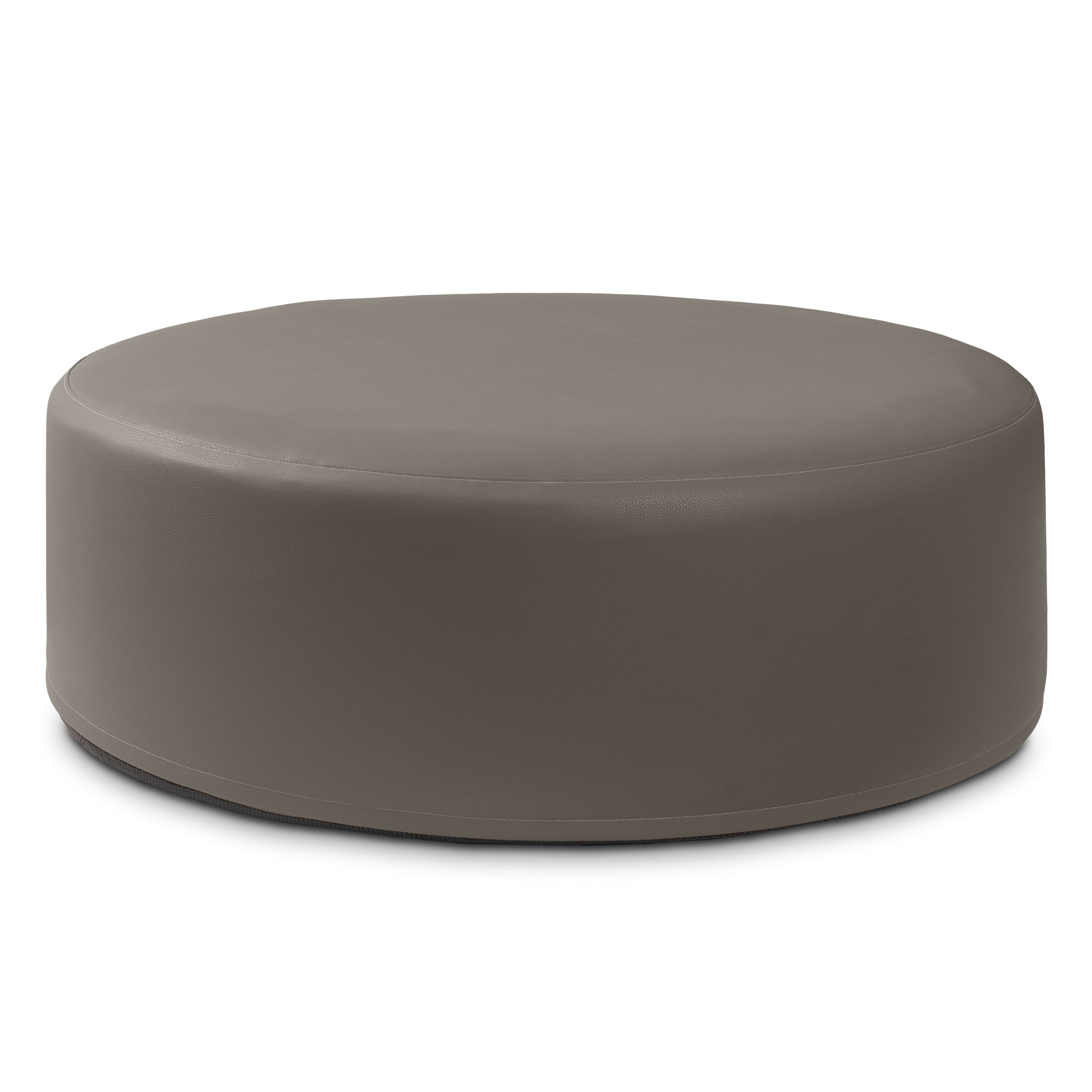 Jaxx - Candler Round Couch Oversized Giant Coffee Table Ottoman 44”, Gunmetal - Faux Leather Gunmetal