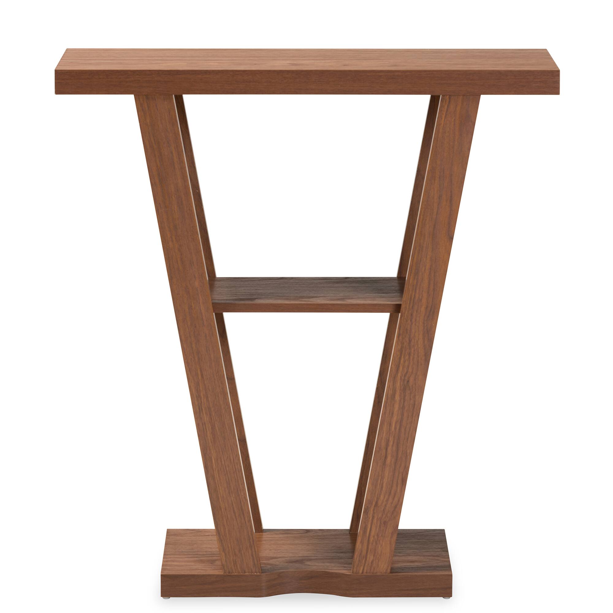Angle. Baxton Studio - Boone Modern and Contemporary Finished Wood Console Table - Walnut Brown.