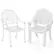 Front. Costway - 4 PCS Patio Cast Aluminum Dining Chairs Armrests Outdoor Stackable - White.