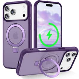 Dteck - for Apple iPhone 18 Pro Max Slim Translucent Matte Case with Magnetic Invisible Stand ,Compatible with Mag Safe - Purple