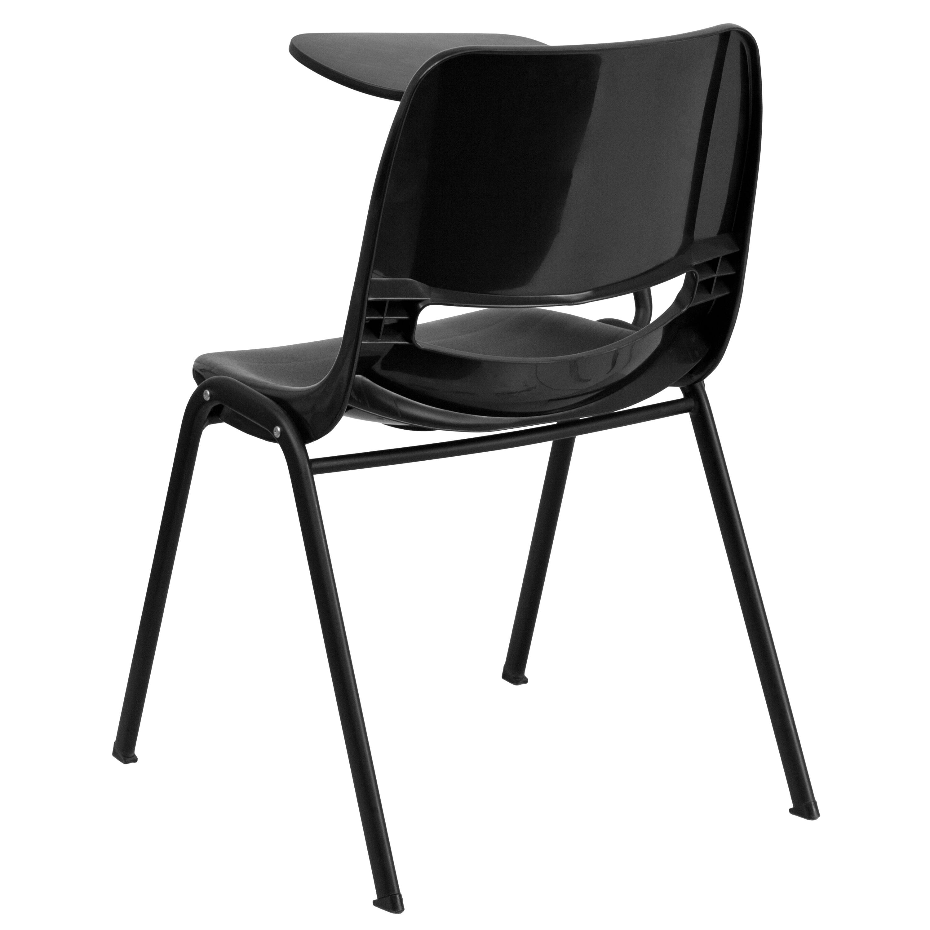 Alt View 5. Emma + Oliver - Ergonomic Shell Chair with Right Handed Flip-Up Tablet - Tablet Arm Desk - Black.