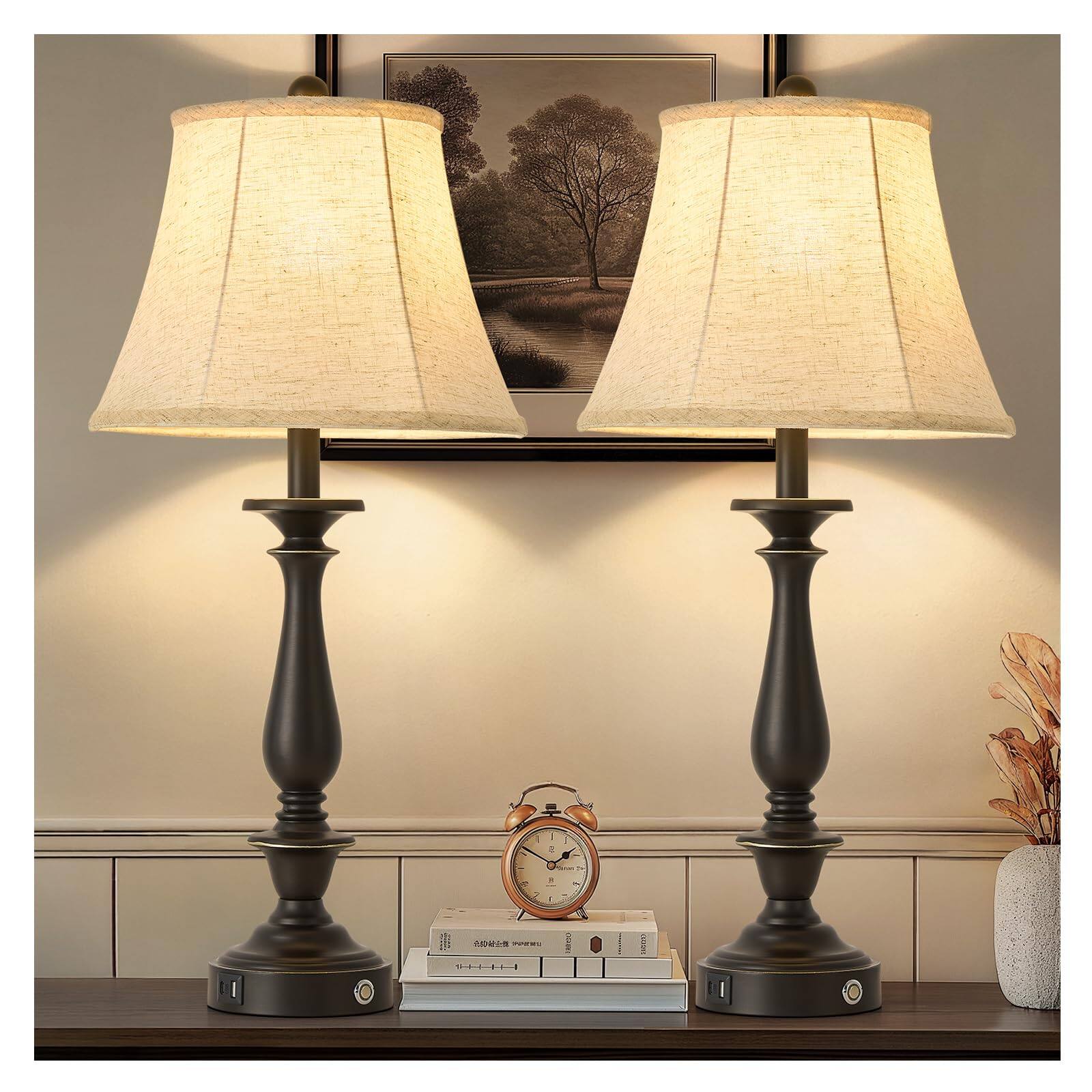 Cedar Assembly 28. Traditional Table Lamp Set Of 2 Rustic Farmhouse ...