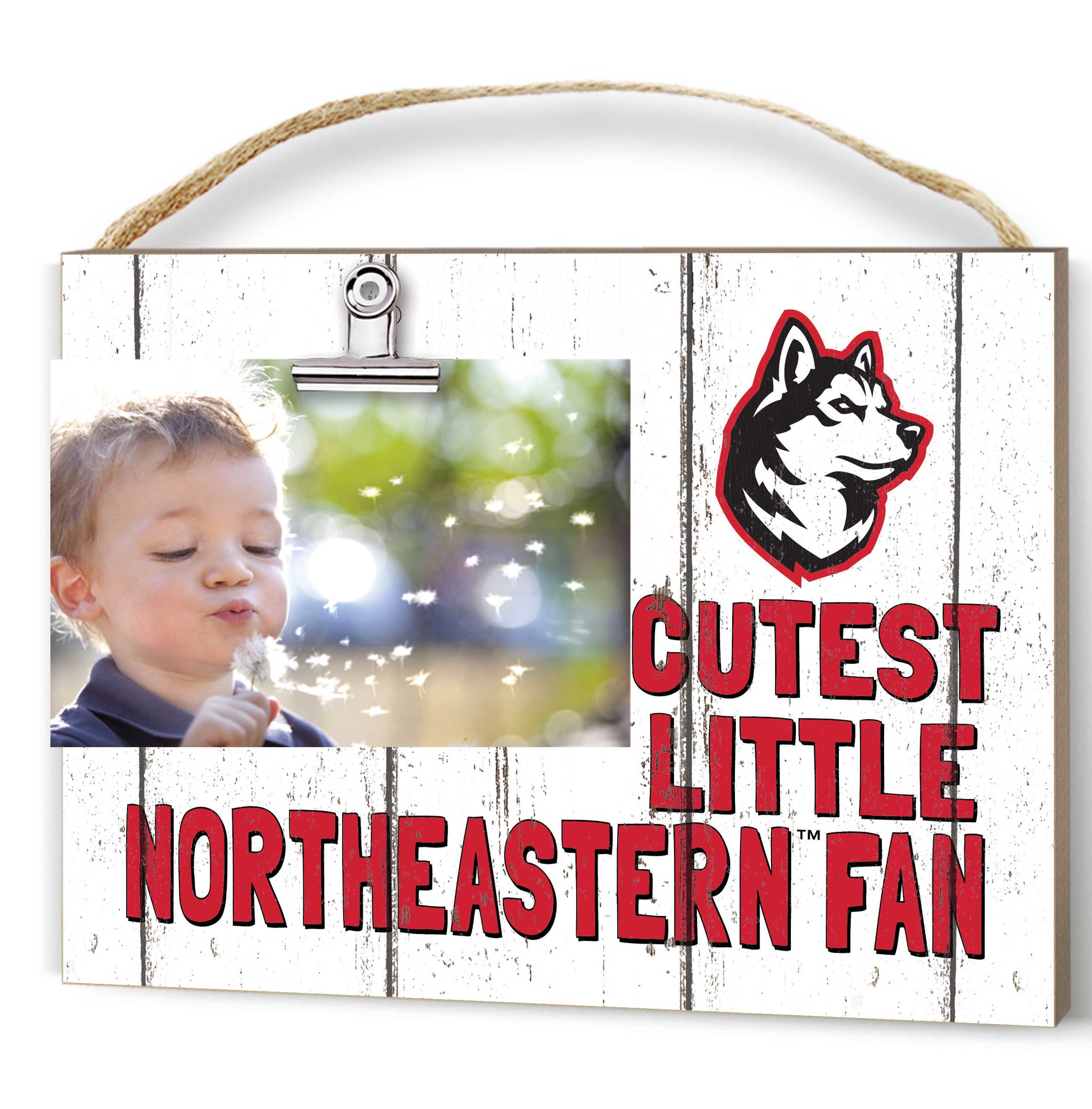 White Northeastern Huskies 8'' x 10'' Cutest Little Weathered Logo Clip Photo Frame