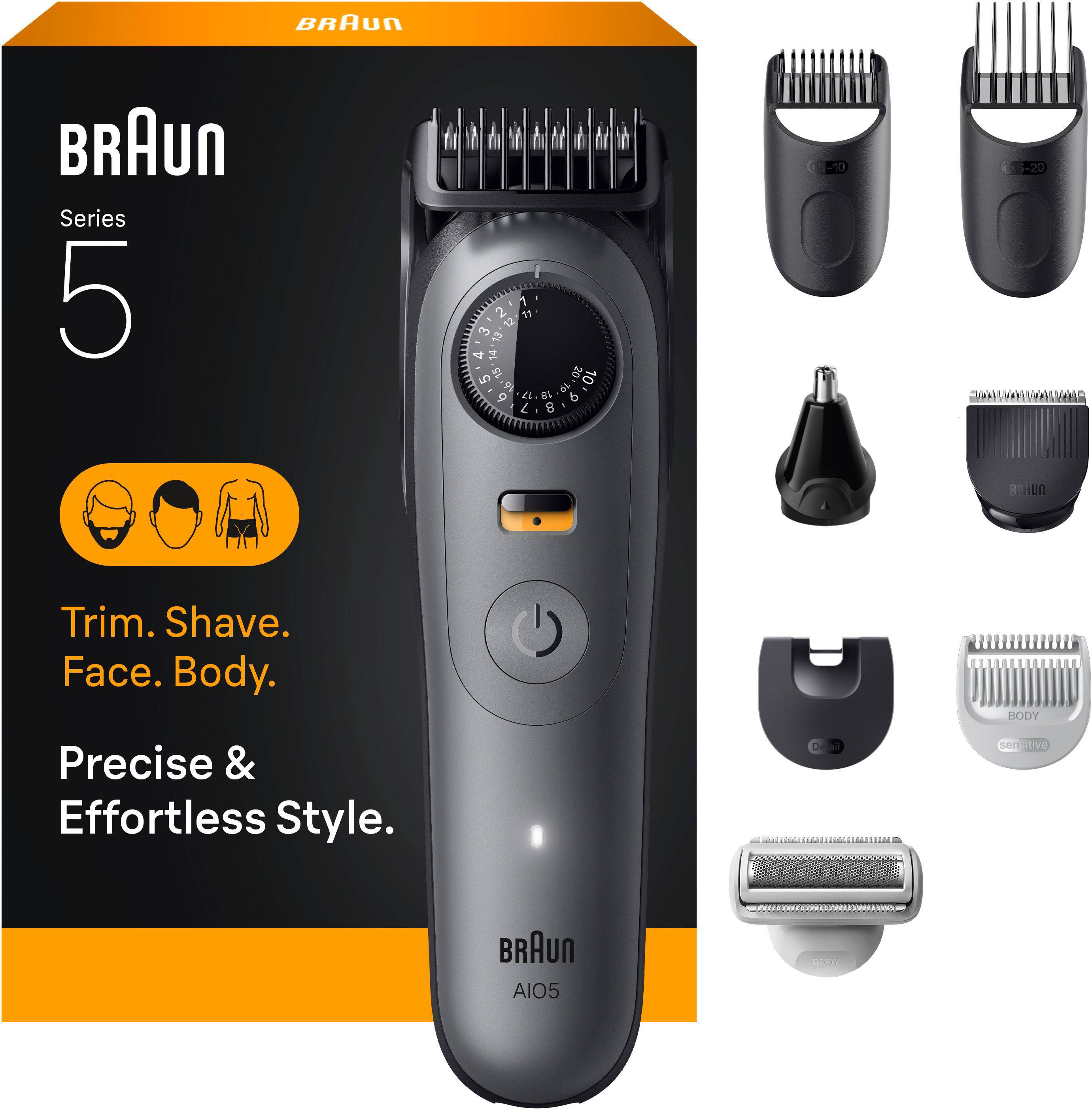 BRAUn Series 5  
Trim. Shave. Face. Body.  
Precise & Effortless Style.  
BRAUn A105