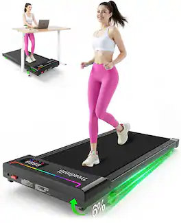 Akluer - P03B Under Desk Walking Pad Treadmill with 6% Adjustable Incline, 2.5HP Brushless Motor, 0.6-4 MPH, 330 lbs Capacity - Black