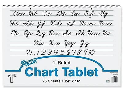 Aa Bb Cc Dd Ee Ff Gg Hh Ii Jj Kk Ll Mm Nn  
Oo Pp Qq Rr Ss Tt Uu Vv Ww Xx Yy Zz  

1" Ruled Chart Tablet  
25 Sheets • 24" x 16"  

Pacon  
1"