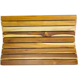 EcoDecors - Eleganto 23" x 15" Slatted Solid Teak Bath Floor Mat Finish - EarthyTeak