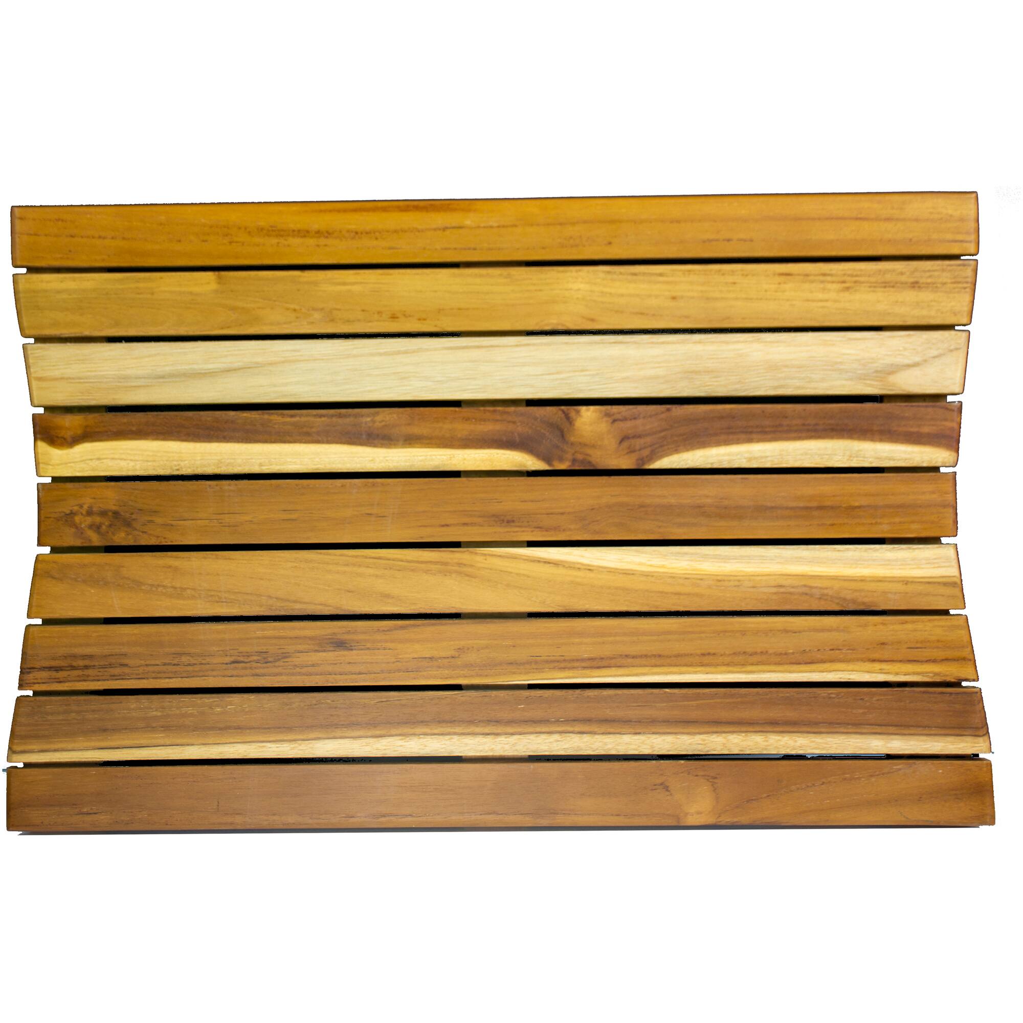 Front. EcoDecors - EcoDecors Eleganto 23" x 15" Slatted Solid Teak Bath Floor Mat in EarthyTeak Finish - EarthyTeak.