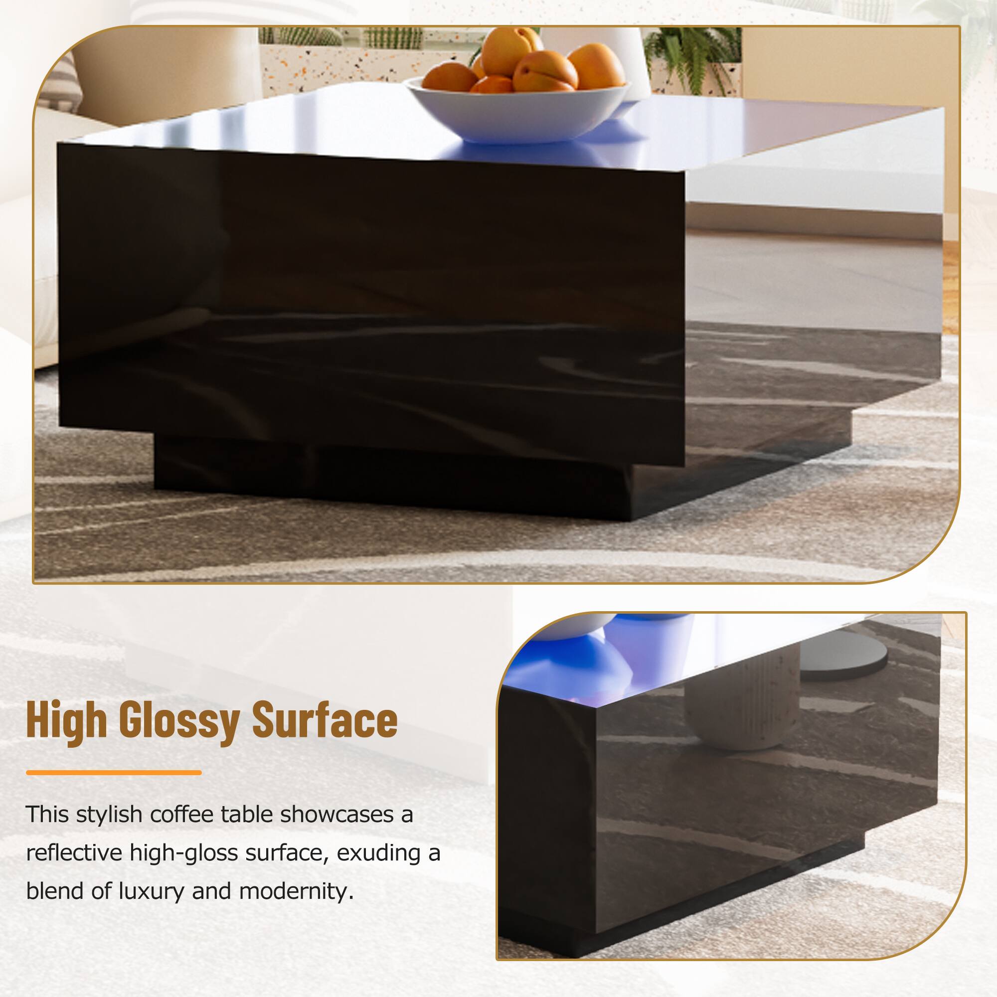 High Glossy Surface

This stylish coffee table showcases a reflective high-gloss surface, exuding a blend of luxury and modernity.