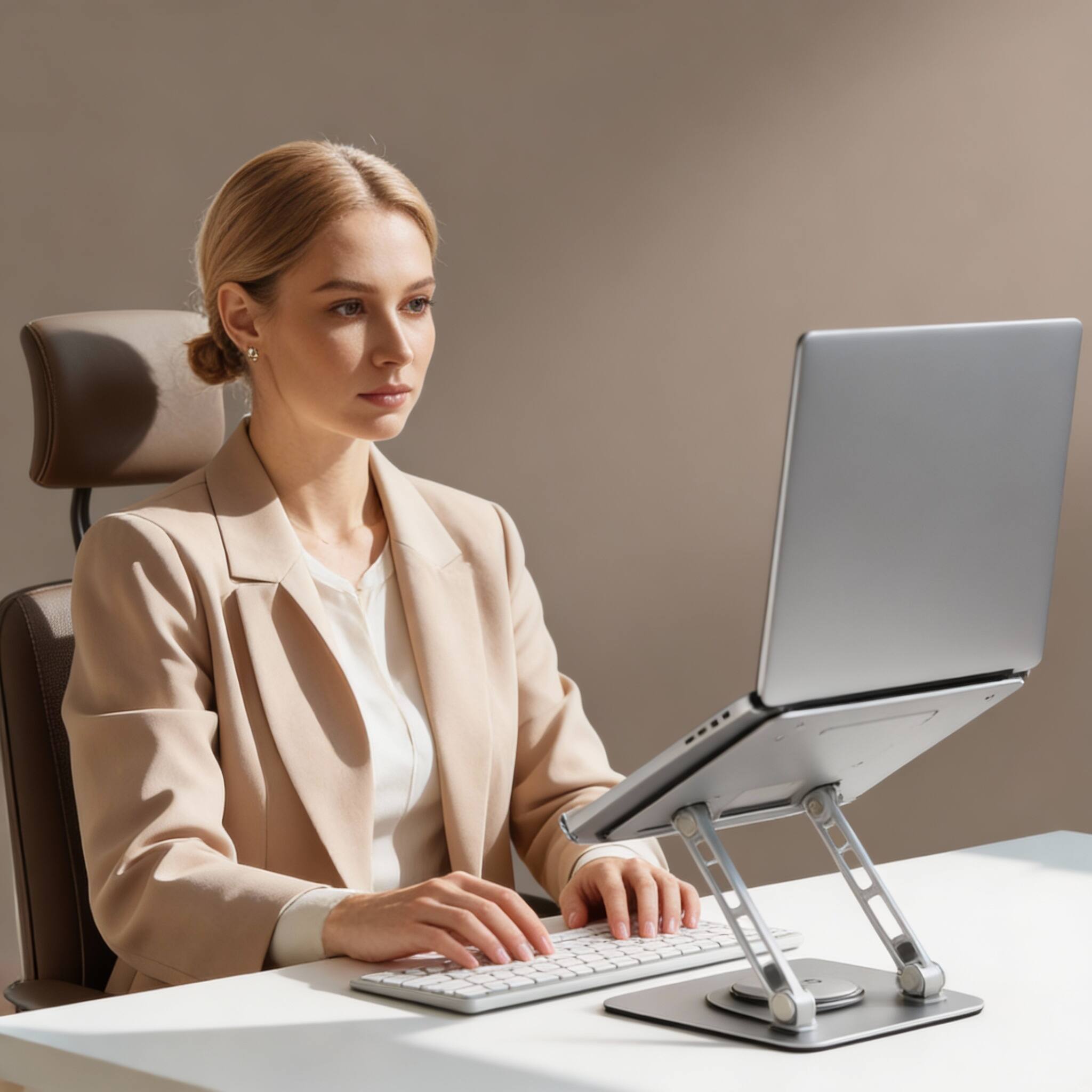 Alt View 2. Frangdom - 360° Rotating Dual-Bar Laptop Stand Ergonomic Adjustable Riser - GREY.