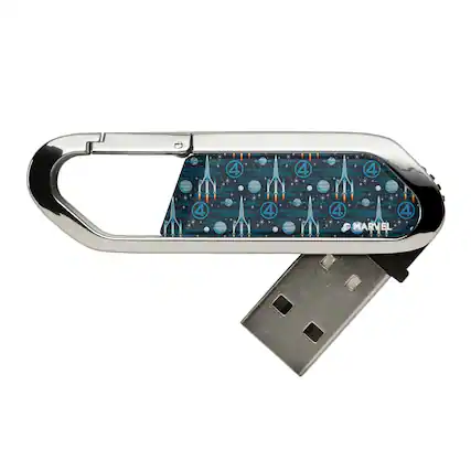 Front. Keyscaper - Marvel Pattern USB 64GB Clip Style Flash Drive - Fantastic Four.