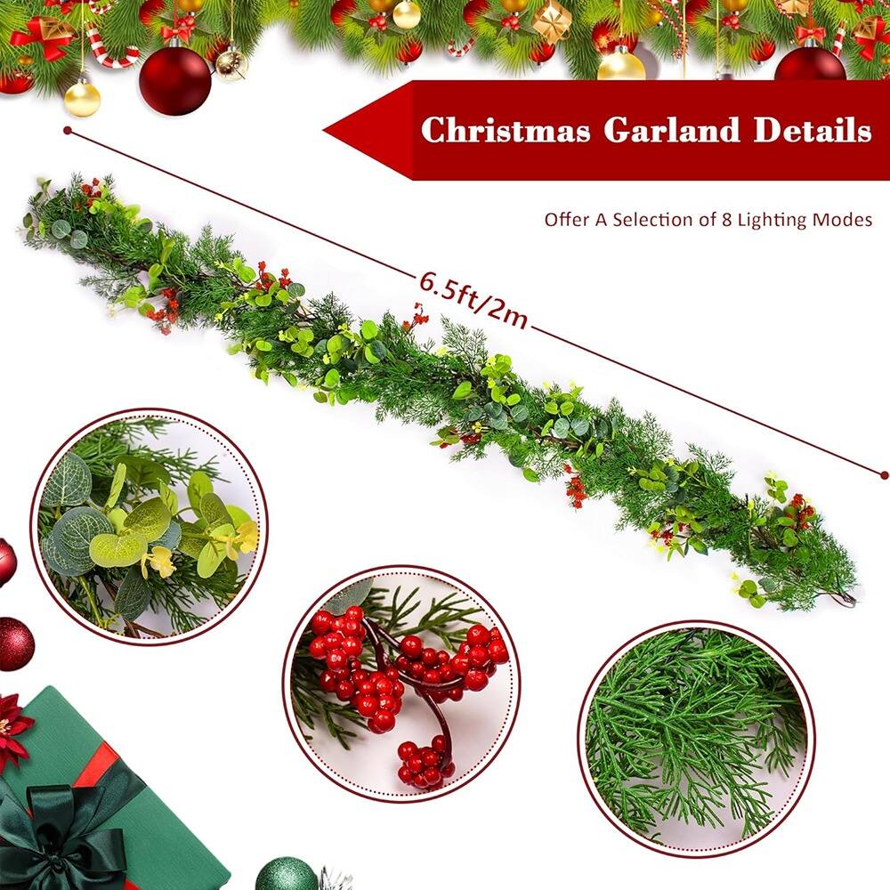 Christmas Garland Details  
Offer A Selection of 8 Lighting Modes  
6.5ft/2m