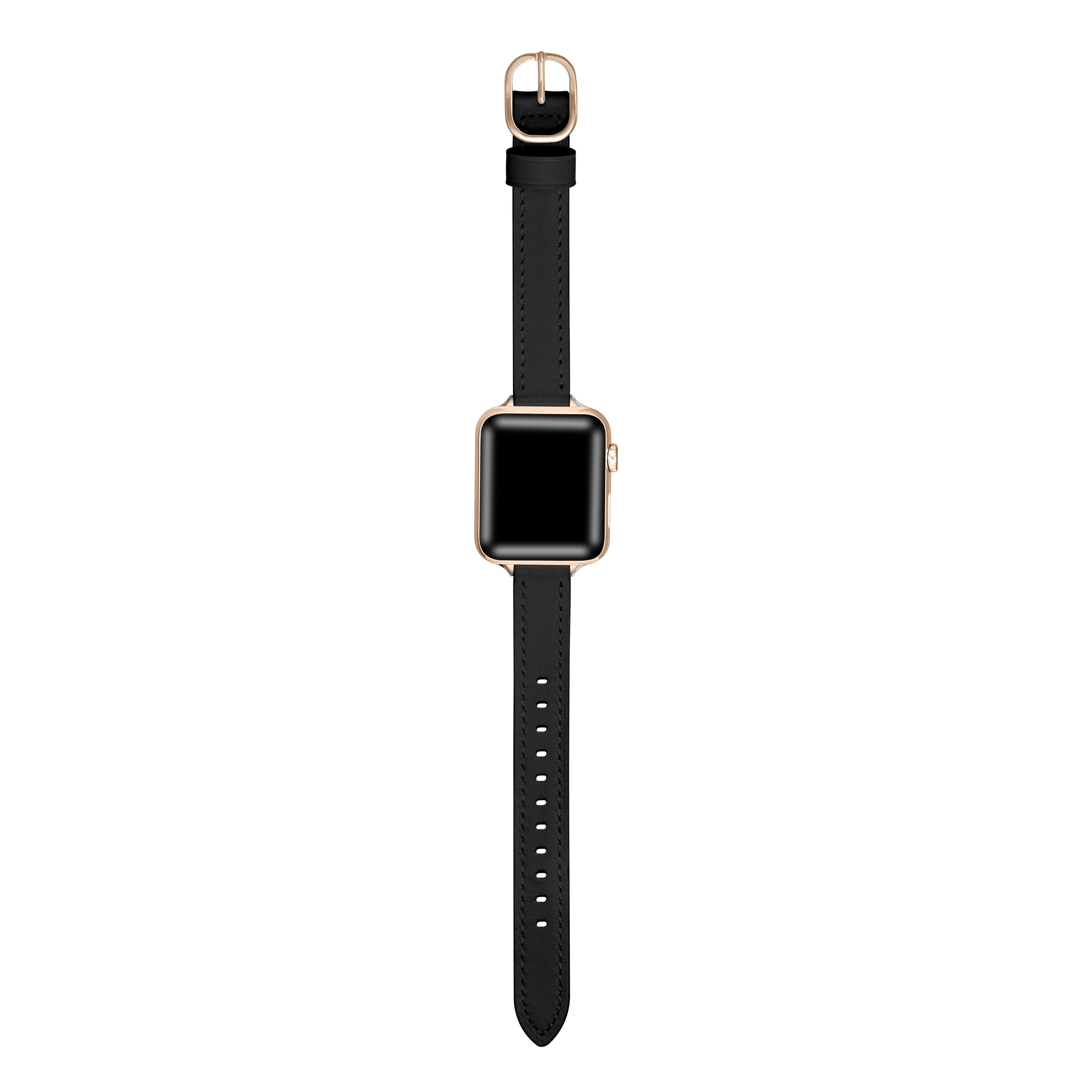 Left. Posh Tech - Carmen Skinny Leather Band for Apple Watch - Black.