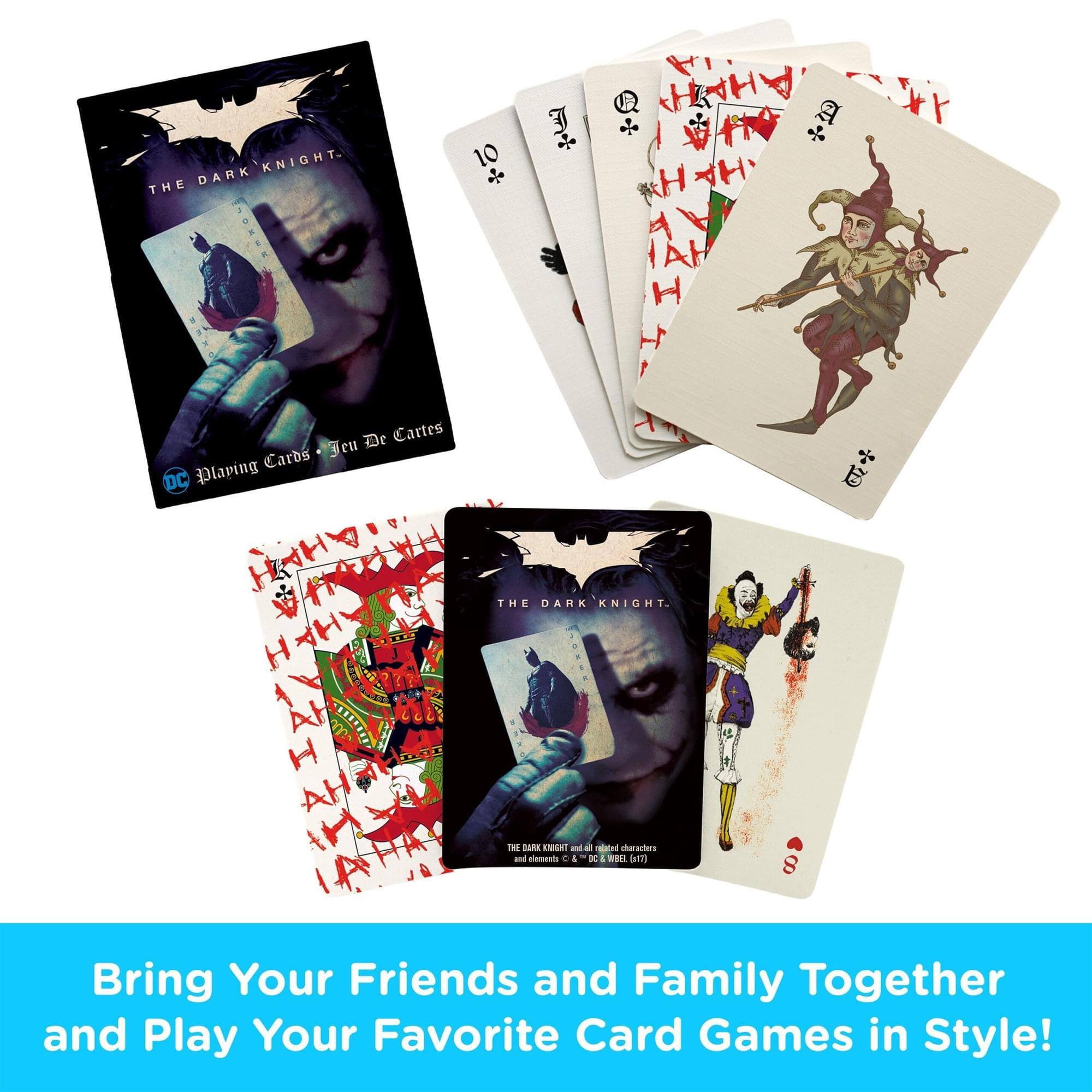 **The Dark Knight**

**Playing Cards - Jeu de Cartes**

**Bring Your Friends and Family Together and Play Your Favorite Card Games in Style!**

*The Dark Knight and all related characters and elements © & ™ DC & DC WBEL (L17)*