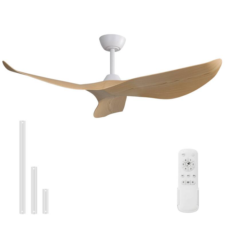 Alt View 7. Sofucor - Sofucor Ceiling Fan No Lights 52 Inch Mordern Ceiling Fan with Remote Farmhouse Bedroom Living Room Outdoor Patio Porch - White Yellow.