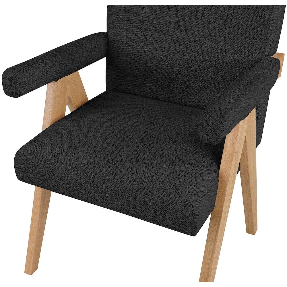 Alt View 4. Meridian Furniture - Woodloch Black Boucle Fabric Accent Chair - Black.