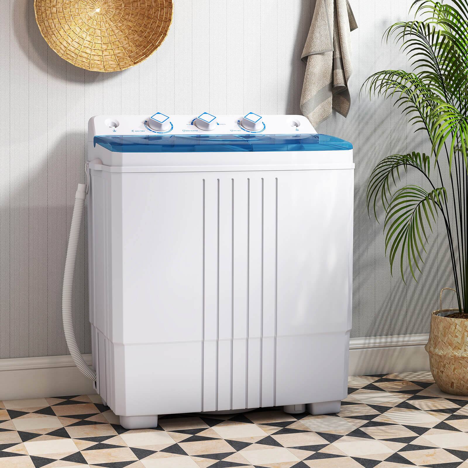 Alt View 4. Costway - Costway Compact Mini Portable Twin Tub Washing Machine 20 Lbs Washer Spinner - Blue,White.