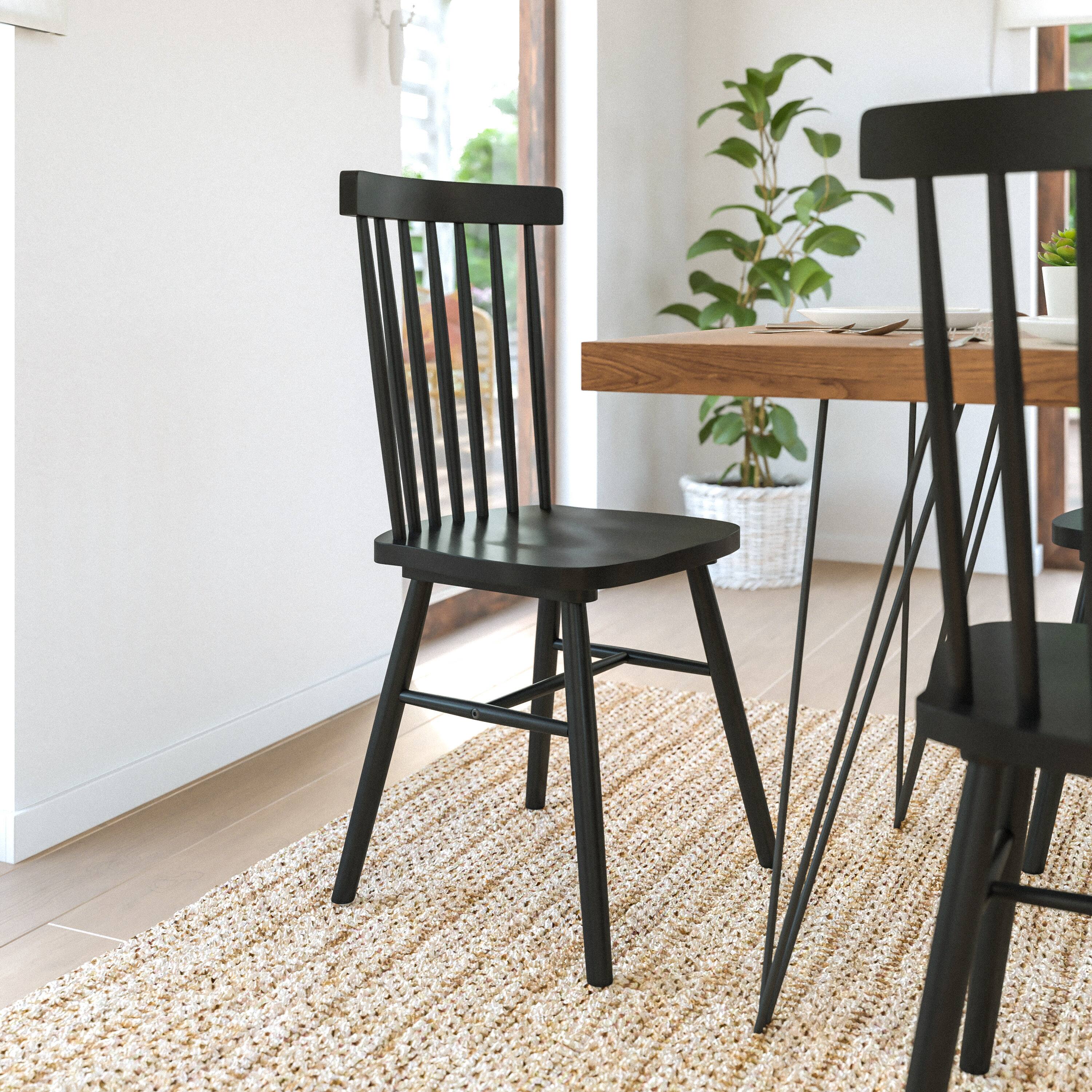 Alt View 2. Flash Furniture - Ingrid Set of 2 Commercial Grade Windsor Dining Chairs, Solid Wood Armless Spindle Back Restaurant Dining Chairs in Blac - Black.