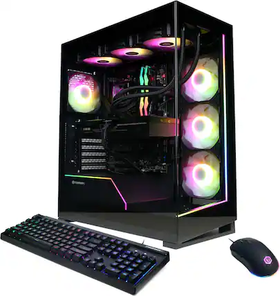 Front. CyberPowerPC - Gaming Desktop - AMD Ryzen 9 9950X - NVIDIA GeForce RTX 5070 Ti 16GB - 64GB DDR5 - 4TB PCIe 4.0 SSD - Black.