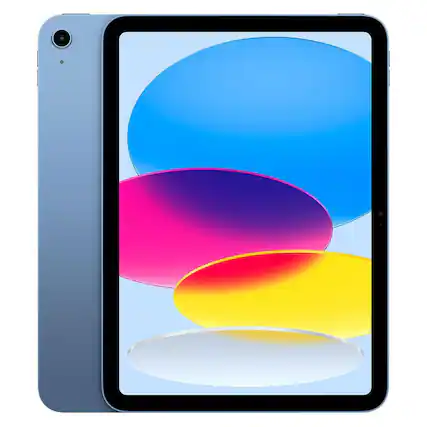 Front. Apple - iPad 10th Gen A2696 (WiFi) 256GB w/ Pre-Installed Tempered Glass - Blue.