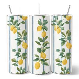OrnamentallyYou - Refreshing Lemon Branches 20oz Tumbler With Lid and Stainless Steel Straw - Multicolored