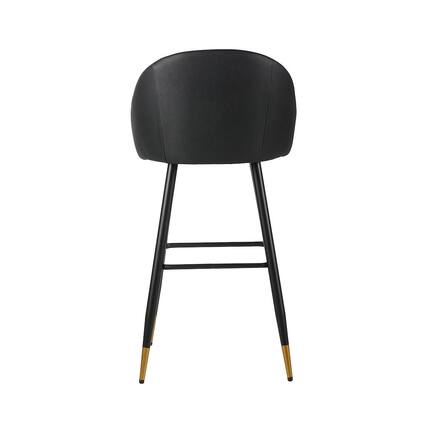 Front. New Classic Furniture - Oliver Vegan Leather Bar Chair in Black (Set of 2) - Black.