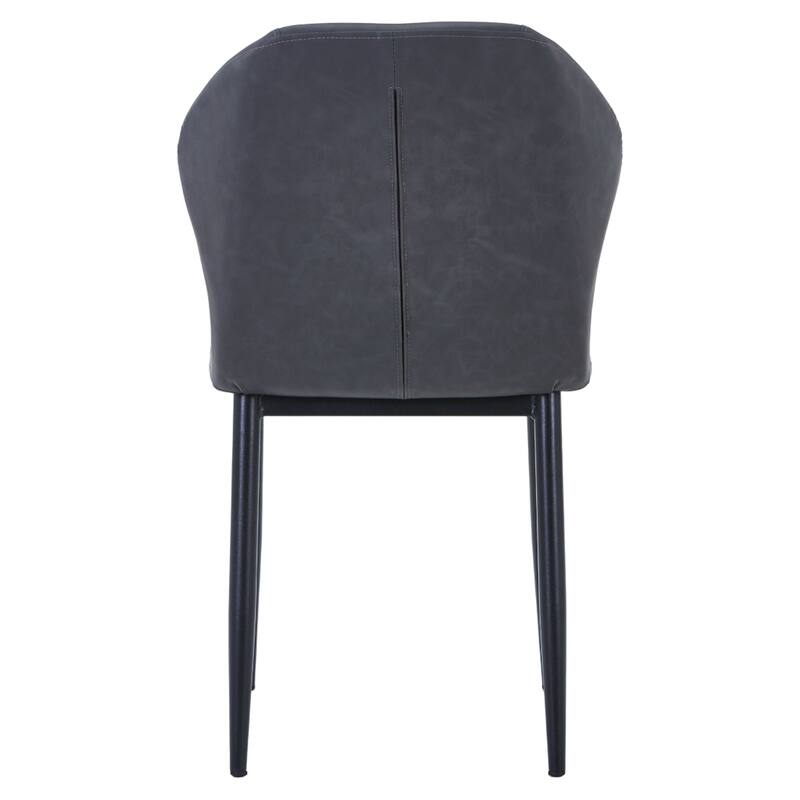 Alt View 6. LeisureMod - Mosaic Modern Fabric Upholstered Side Dining Chair with Accent Diamond Stitched Backrest and Metal Legs - Charcoal.