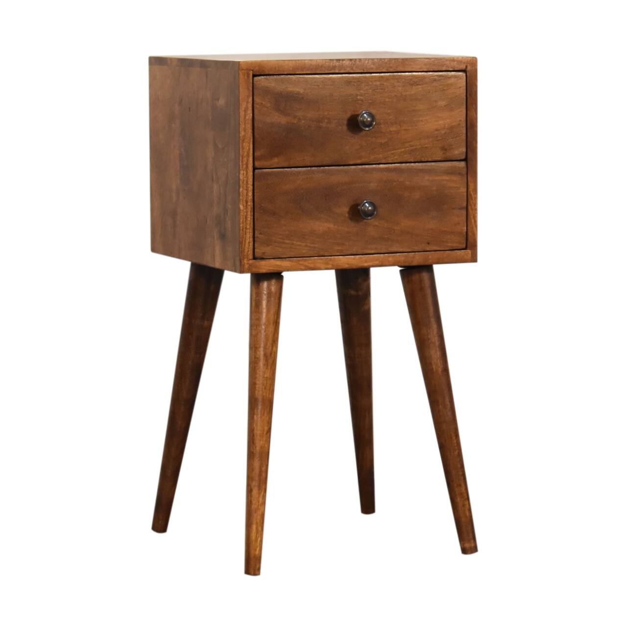 Left. Artisan Furniture - Artisan Furniture Solid Wood Mini 2 Drawer Chestnut Nightstand - Chestnut.