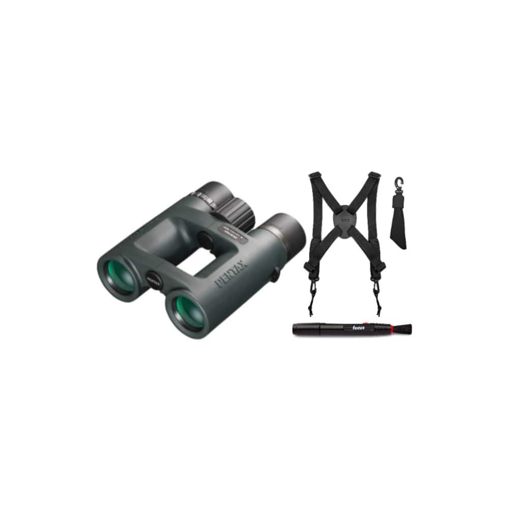 Pentax - A-Series AD 9x32mm Roof Prism WP Binocular with Binocular Harness Bundle