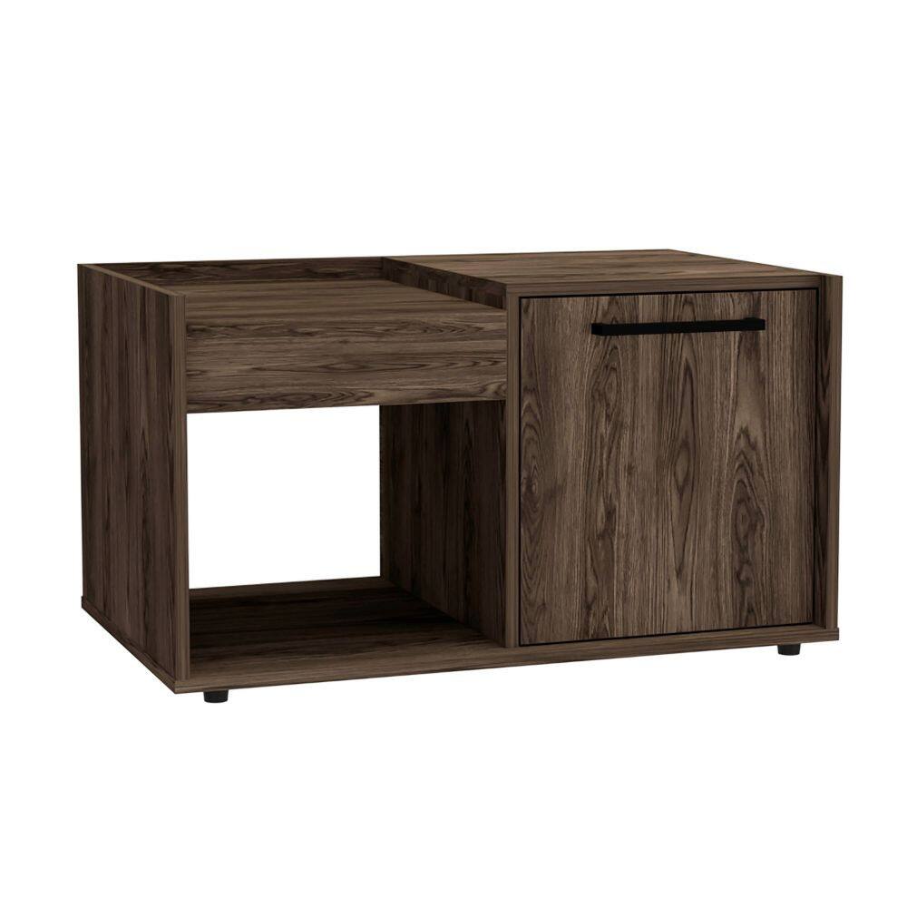 Front. Hivvago - Hivvago 32 Inch Manufactured Wood Rectangular Coffee Table With Shelf - Dark Brown.