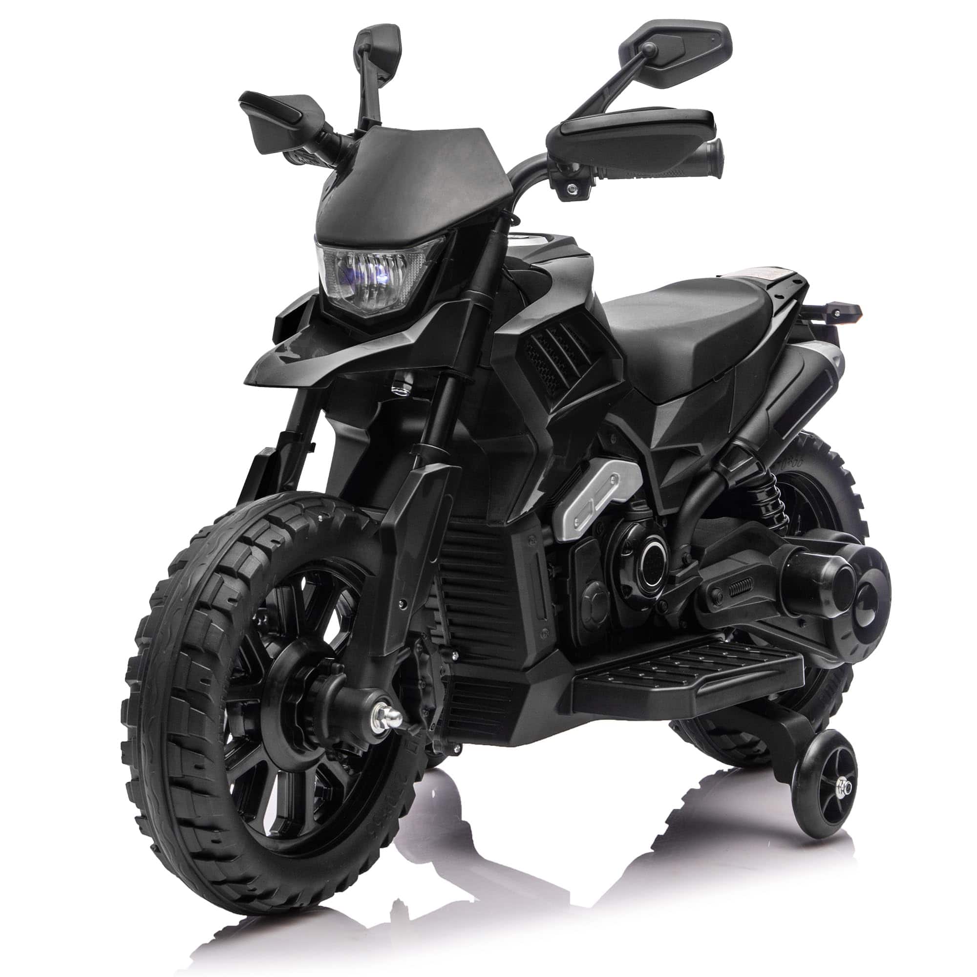 Front. Acekool - 6v Electric Dirt Bike, Kids Ride on Motorcycle with Traning Wheels, 2-5mph Adjustabled Speed, Headlight & Music - Black.