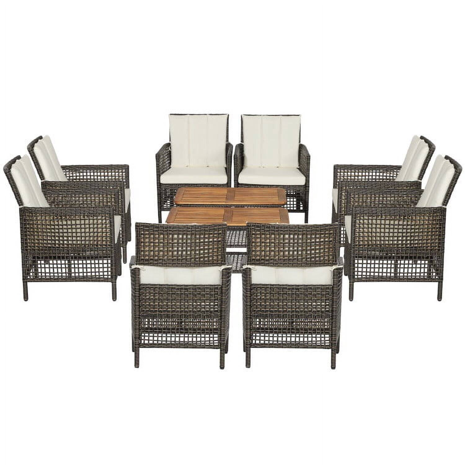 Alt View 4. Pefilos - Patio Furniture 4 Pieces Patio Rattan Furniture Set, Outdoor Wicker Rattan Chairs Garden Backyard Balcony Porch - White.