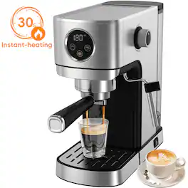 WHALL - 20 Bar Touchscreen Espresso Machine,Espresso Coffee Maker with Milk Frother Steam Wand - Black